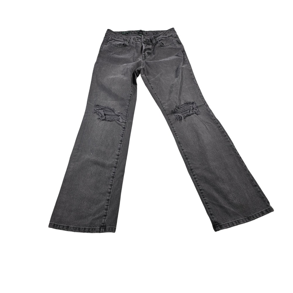 Wild Fable Bootcut Jeans Women 6 Black Low Rise Distressed Ripped Knee